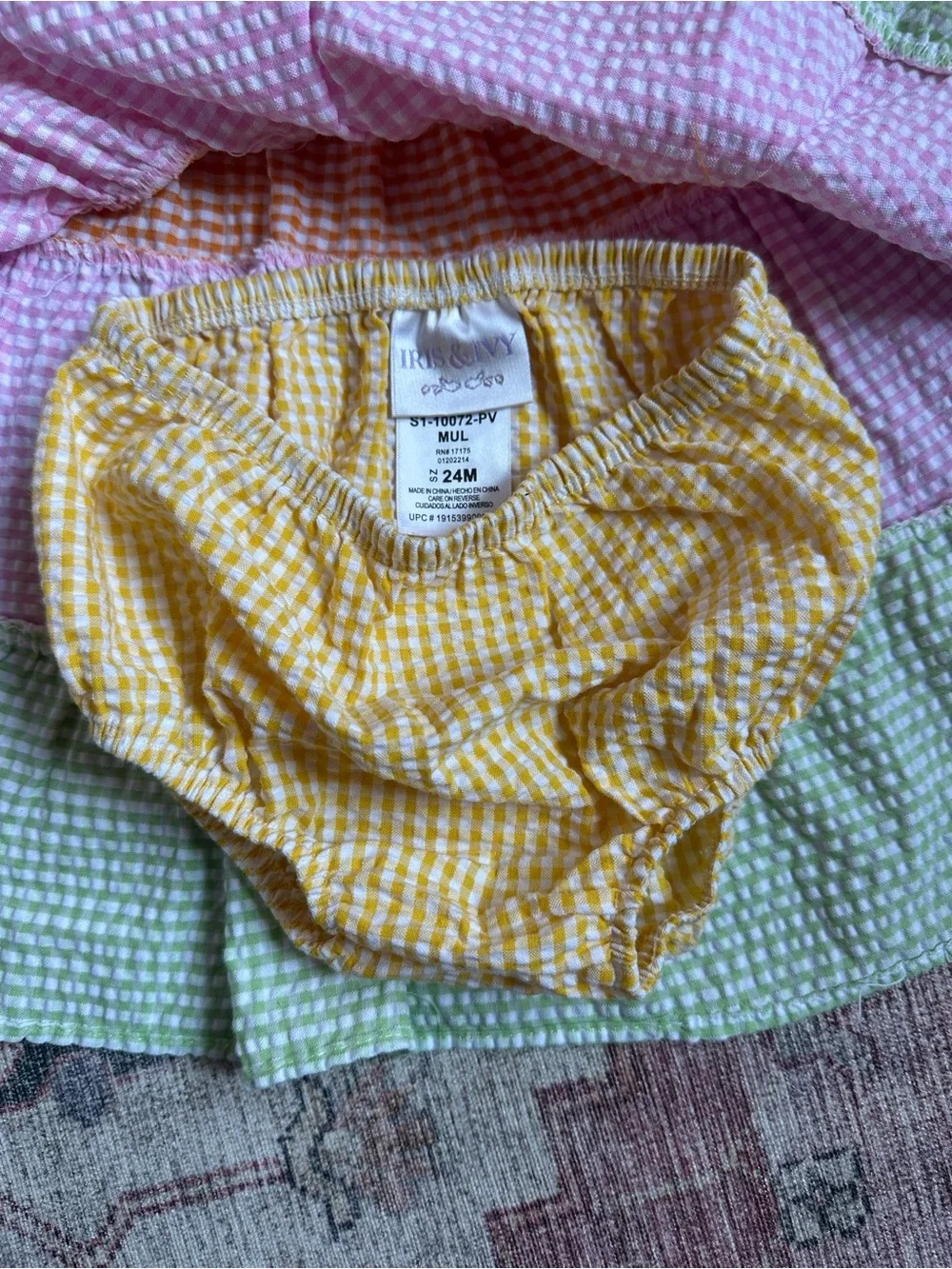 Iris & Ivy Multicolor Tiered Seersucker Dress with Bloomers (24M)